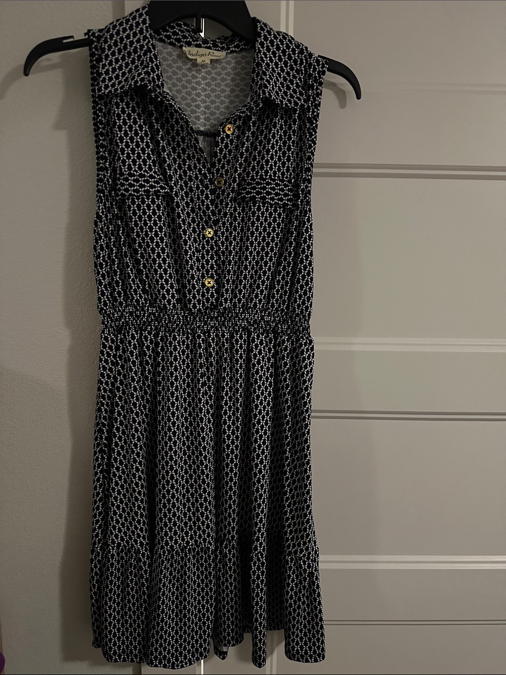Indigo Rose Black & White Sleeveless Shirt Dress